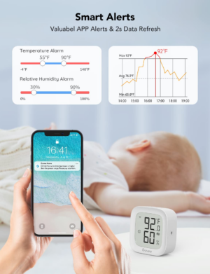 Govee Wifi Thermometer Hygrometer 2Pack H5103, Indoor Temperature Humidity Sensor with Electronic Ink Display, App Notification Alert, Free Data Storage Export, Digital Remote Monitor for Bedroom - Image 7