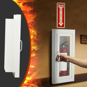Zonon Semi-Recessed Fire Extinguisher Cabinet with Reflective Sign, Steel Recessed Wall Cabinet Box, Magnetic Door with Handle, Acrylic Window, 2.5 Inch Trim, for 2.5/5/10 Lb. Extinguisher - Image 5