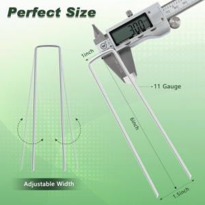 FEED GARDEN 6 Inch 500 Pack Galvanized Landscape Staples Plant Cover Pins 11 Gauge Tent Stakes Garden Stakes Landscaping Fabric SOD Pins Yard Spikes for Decoration Weed Barrier Fabric - Image 6