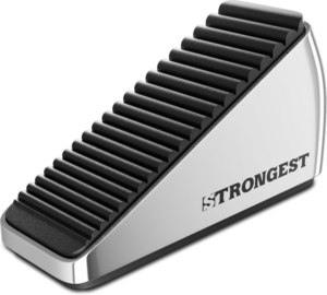 Strongest Home Heavy Duty Door Stopper Wedge (2 Chrome Pcs) | Non-Slip Rubber and Metal Door Stop for Heavy Doors | Work on Wood, Tile, Carpet + 2 White Wall Protectors - Image 9