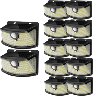 Aootek New Solar Motion Sensor Lights 120 Leds with Lights Reflector,270° Wide Angle, IP65 Waterproof, Step Lights for Front Door, Yard, Garage, Deck (Black, Daylight White, 4-Pack) - Image 13