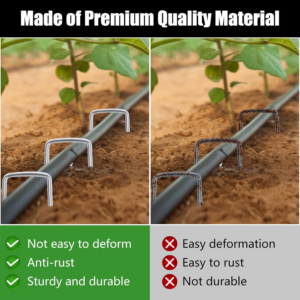 FEED GARDEN 6 Inch 500 Pack Galvanized Landscape Staples Plant Cover Pins 11 Gauge Tent Stakes Garden Stakes Landscaping Fabric SOD Pins Yard Spikes for Decoration Weed Barrier Fabric - Image 8