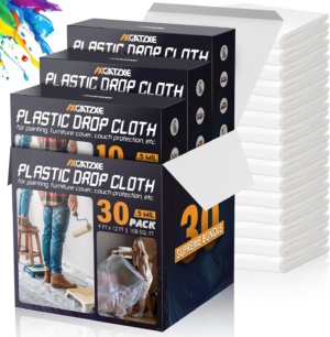 12 X 9 Ft Plastic Drop Cloths (6-Pack) - Disposable Painter'S Sheeting & Tarps for Painting, Waterproof Furniture/Couch/Floor Protection - Image 12