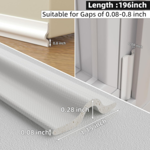 196 Inch Window Draft Stopper Foam Seal Strip,Self-Adhesive Door Weather Stripping for Door Frame Seal,Soundproofing Window Insulation for Winter,Door Gap Filler for Noise Blocker,White - Image 3