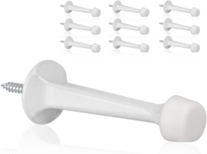 2 Pack Solid Rigid Door Stops - Heavy Duty Door Stoppers Wall Protector with Soft Rubber Tips, Satin Nickel - Image 17