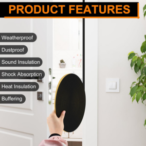 33Ft Door Weather Stripping, (1/2In X 1/4In), Strong Adhesive, Sound Proof, Door Insulation, Weatherproof Foam Tape for Doors, Weatherstripping for Doors Frames, Windows - Image 6