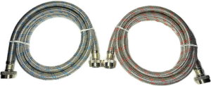 Premium Stainless Steel Washing Machine Hoses - Burst Proof (2 Pack) Red and Blue Striped Water Connection Inlet Supply Lines from Kelaro - Image 5