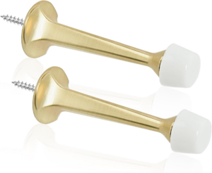 2 Pack Solid Rigid Door Stops - Heavy Duty Door Stoppers Wall Protector with Soft Rubber Tips, Satin Nickel - Image 14