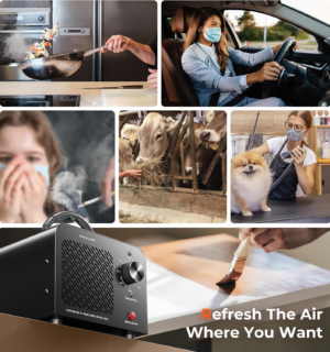 Ozone Generator 48,000Mg, Commercial Ozone Machine Odor Removal, High Capacity O3 Ionizer Air Purifier Deodorizer, Portable Mini for Car, Home, Smoke, Pets, Industrial, for 4000 Square Feet -Black - Image 6