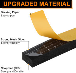 33Ft Door Weather Stripping, (1/2In X 1/4In), Strong Adhesive, Sound Proof, Door Insulation, Weatherproof Foam Tape for Doors, Weatherstripping for Doors Frames, Windows - Image 4