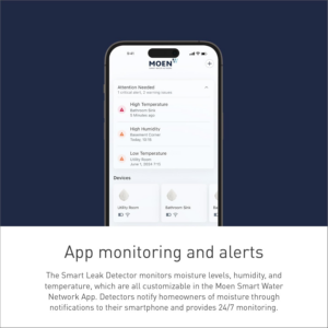 Moen Flo Smart Water Leak Detector, Drip or Flood Sensor Alarm for Home, 1-Pack, White, 920-004 - Image 3