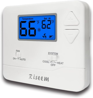 Non-Programmable Thermostat for Home Single-Stage Systems, 1 Heat/1 Cool, Easy DIY Install, Blue Backlight