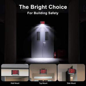 Exit Sign with Adjustable LED Pipe,Exit Signs with Emergency Lights Bar Combo, Hardwired Exit Sign Battery Backup,Black Exit Light for Business,120V/277Vac,Ul Listed,Top/Side/Wall Mount (2 Pack) - Image 4