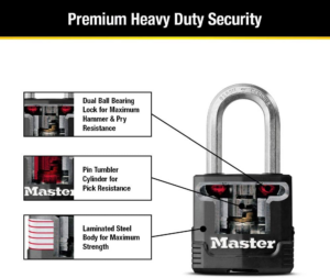 Master Lock Magnum Heavy Duty Outdoor Padlock with Key, Weather Resistant Body and Cut Safe Shackle Make Lock Perfect for Fences, Gates, Sheds, 2 Pack, M115XTLF - Image 5