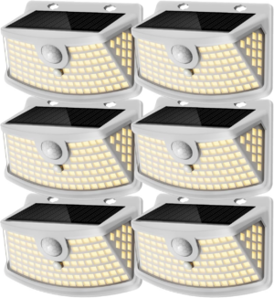 Aootek New Solar Motion Sensor Lights 120 Leds with Lights Reflector,270° Wide Angle, IP65 Waterproof, Step Lights for Front Door, Yard, Garage, Deck (Black, Daylight White, 4-Pack) - Image 9