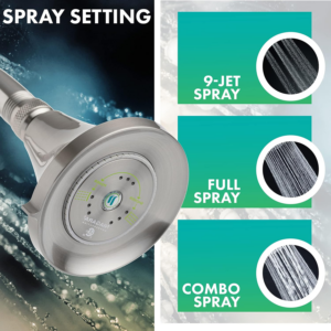 Niagara Conservation N3915BN Earth Luxe 3-Spray with 1.5 GPM 3.35-In. Wall Mount Adjustable Fixed Shower Head in Brushed Nickel, 1-Pack | Bathroom Shower Head Sprayer with Pressure Compensation - Image 4