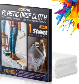 12 X 9 Ft Plastic Drop Cloths (6-Pack) - Disposable Painter'S Sheeting & Tarps for Painting, Waterproof Furniture/Couch/Floor Protection - Image 11