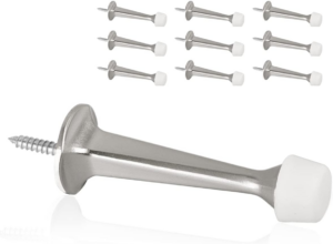 2 Pack Solid Rigid Door Stops - Heavy Duty Door Stoppers Wall Protector with Soft Rubber Tips, Satin Nickel - Image 20