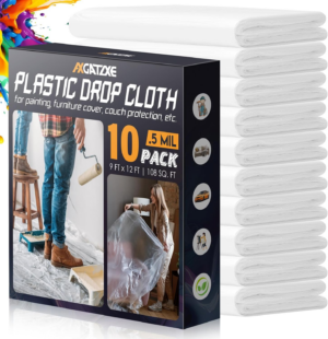 12 X 9 Ft Plastic Drop Cloths (6-Pack) - Disposable Painter'S Sheeting & Tarps for Painting, Waterproof Furniture/Couch/Floor Protection - Image 10