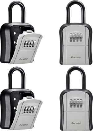 Puroma Key Lock Box, Portable Combination Lockbox Wall-Mounted Key Storage Box for House Keys, Resettable Code Safe Security Lock Box for Home, Office, Apartment Spare Key Storage (1 Pack, Gray) - Image 16