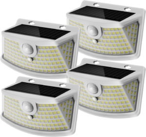 Aootek New Solar Motion Sensor Lights 120 Leds with Lights Reflector,270° Wide Angle, IP65 Waterproof, Step Lights for Front Door, Yard, Garage, Deck (Black, Daylight White, 4-Pack) - Image 12