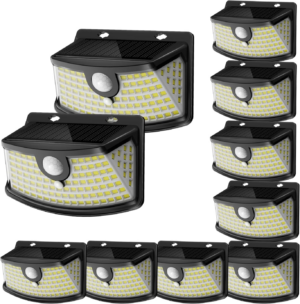 Aootek New Solar Motion Sensor Lights 120 Leds with Lights Reflector,270° Wide Angle, IP65 Waterproof, Step Lights for Front Door, Yard, Garage, Deck (Black, Daylight White, 4-Pack) - Image 11