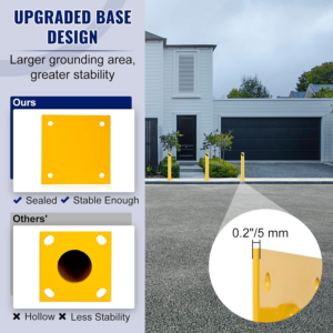 VEVOR Safety Bollard, 42 Inch Height Bollard Post, 4.5 Inch Diameter Steel Pipe Safety Bollard Post, Yellow Steel Bollard, Steel Safety Bollard with 8 Anchor Bolts, Perfect for Traffic-Sensitive Area - Image 6