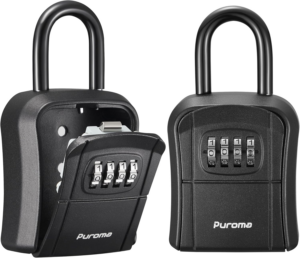 Puroma Key Lock Box, Portable Combination Lockbox Wall-Mounted Key Storage Box for House Keys, Resettable Code Safe Security Lock Box for Home, Office, Apartment Spare Key Storage (1 Pack, Gray) - Image 8