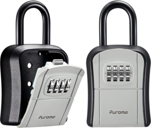 Puroma Key Lock Box, Portable Combination Lockbox Wall-Mounted Key Storage Box for House Keys, Resettable Code Safe Security Lock Box for Home, Office, Apartment Spare Key Storage (1 Pack, Gray) - Image 11