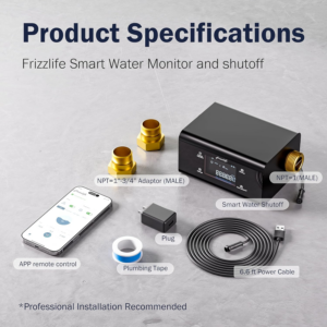 Frizzlife LP365 Smart Water Monitor and Automatic Shutoff - 0.01GPM Ultrasonic Micro Leak Detection, APP Wi-Fi Remote Control, Real-Time Flow/Temp Monitoring, 24/7 Water Usage Reports, 3/4" and 1" - Image 8