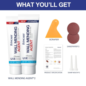 Drywall Repair Kit,2 Pack Wall Mending Agent,Wall Spackle with Scraper, Wall Surface Hole Fill Quick and Easy Solution - Image 6