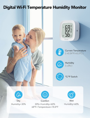 Govee Wifi Thermometer Hygrometer 2Pack H5103, Indoor Temperature Humidity Sensor with Electronic Ink Display, App Notification Alert, Free Data Storage Export, Digital Remote Monitor for Bedroom - Image 4
