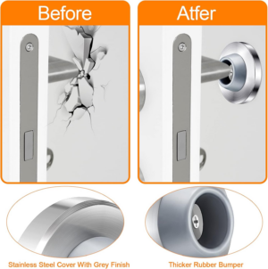 Blulu Concave Wall Door Stopper Door Bumper Stainless Steel Wall Protector Flush Bumper with Grey Rubber Concave Knob Cover Stopper(Silver,4 Pieces) - Image 3