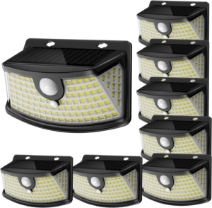 Aootek New Solar Motion Sensor Lights 120 Leds with Lights Reflector,270° Wide Angle, IP65 Waterproof, Step Lights for Front Door, Yard, Garage, Deck (Black, Daylight White, 4-Pack) - Image 10