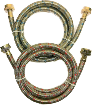 Premium Stainless Steel Washing Machine Hoses - Burst Proof (2 Pack) Red and Blue Striped Water Connection Inlet Supply Lines from Kelaro - Image 6