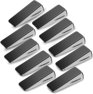 Strongest Home Heavy Duty Door Stopper Wedge (2 Chrome Pcs) | Non-Slip Rubber and Metal Door Stop for Heavy Doors | Work on Wood, Tile, Carpet + 2 White Wall Protectors - Image 17
