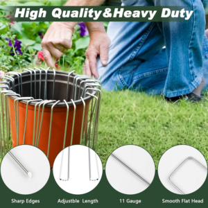 FEED GARDEN 6 Inch 500 Pack Galvanized Landscape Staples Plant Cover Pins 11 Gauge Tent Stakes Garden Stakes Landscaping Fabric SOD Pins Yard Spikes for Decoration Weed Barrier Fabric - Image 5