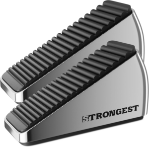 Strongest Home Heavy Duty Door Stopper Wedge (2 Chrome Pcs) | Non-Slip Rubber and Metal Door Stop for Heavy Doors | Work on Wood, Tile, Carpet + 2 White Wall Protectors - Image 18