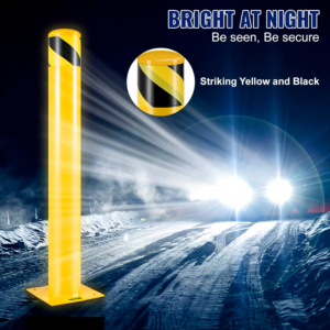 VEVOR Safety Bollard, 42 Inch Height Bollard Post, 4.5 Inch Diameter Steel Pipe Safety Bollard Post, Yellow Steel Bollard, Steel Safety Bollard with 8 Anchor Bolts, Perfect for Traffic-Sensitive Area - Image 5