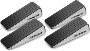 Strongest Home Heavy Duty Door Stopper Wedge (2 Chrome Pcs) | Non-Slip Rubber and Metal Door Stop for Heavy Doors | Work on Wood, Tile, Carpet + 2 White Wall Protectors - Image 21